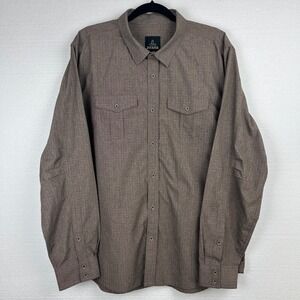 Prana Mens Long Sleeve‎ Button Up Shirt Brown XL Outdoor Casual Hiking